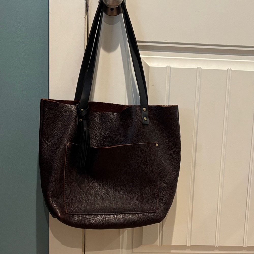Portland Leather Tote Bag - Medium, Coldbrew